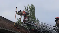 Crews from multiple agencies battled a four-alarm fire that broke out Thursday at an apartment complex under construction near the waterfront in Everett, WA.