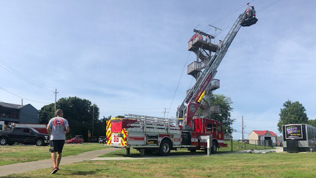 Geneva, OH, firefighters used an aerial to rescue a 13-year-old boy from a zipline Saturday.