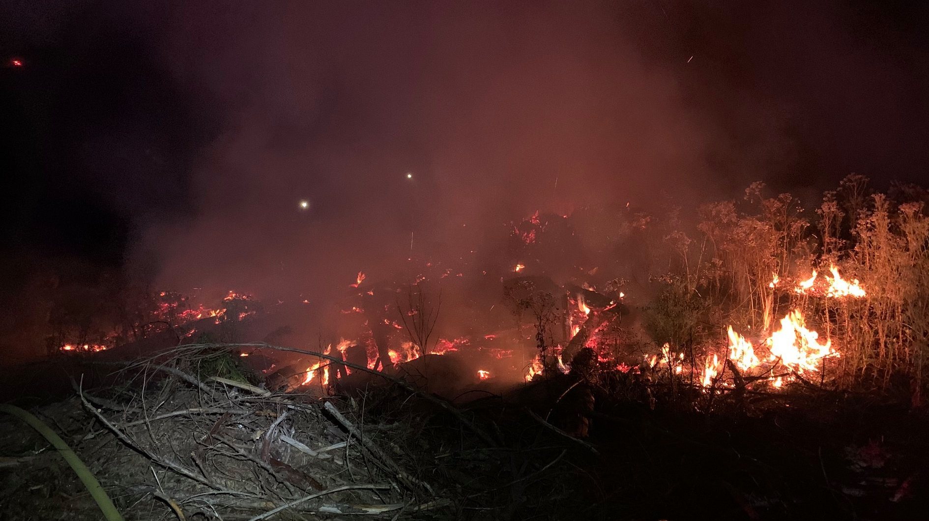 Firefighters battled six wildfires Tuesday in the McComas Creek area, four miles north of Glide, OR.