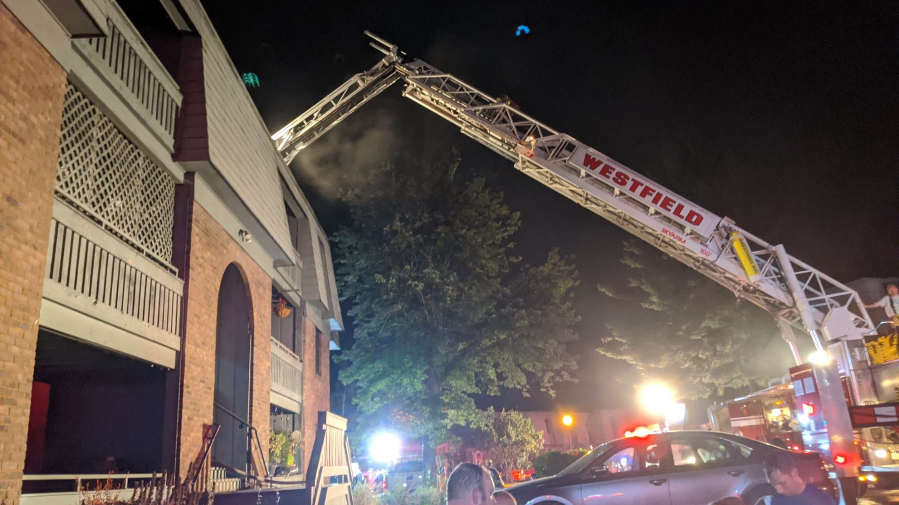 Firefighters from 10 departments battled a three-alarm blaze at a Middletown, CT, condo complex early Thursday.