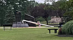 A flagpole at a Washingtonville, NY, memorial honoring five firefighters from the area who died stemming from the 9/11 attacks was vandalized.