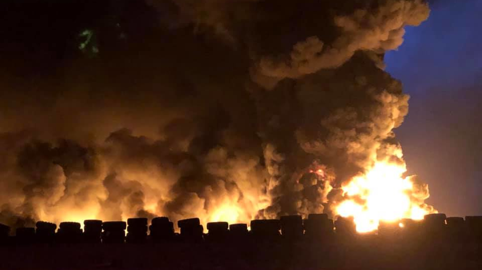 More than 40 firefighters from multiple departments and private contractors responded to a massive tire fire in Weld County, CO.