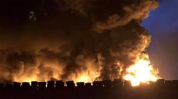 More than 40 firefighters from multiple departments and private contractors responded to a massive tire fire in Weld County, CO.