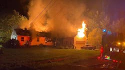 Five Yarmouth, ME, firefighters suffered heat exhaustion and lacerations battling a house blaze late Friday.