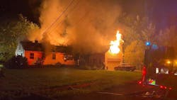 Five Yarmouth, ME, firefighters suffered heat exhaustion and lacerations battling a house blaze late Friday. Five Yarmouth, ME, firefighters suffered heat exhaustion and lacerations battling a house blaze late Friday.