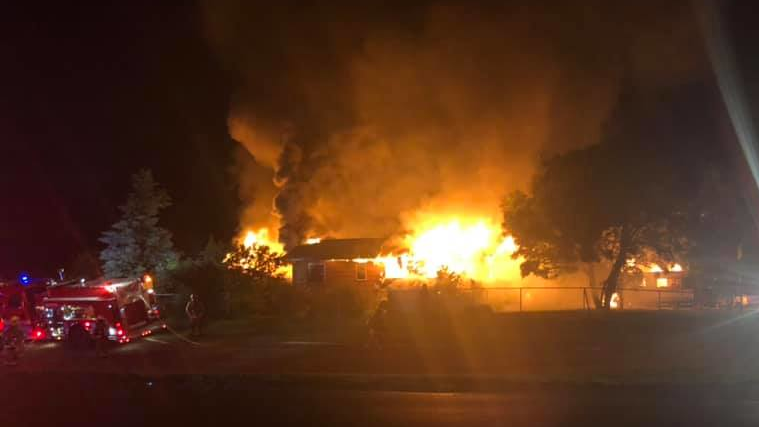 Over a dozen fire departments responded to the fire in Meade County early Sunday.