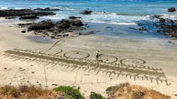 One of the massive sand etchings created by Santa Barbara County, CA, firefighter Glenn Ohler. One of the massive sand etchings created by Santa Barbara County, CA, firefighter Glenn Ohler.