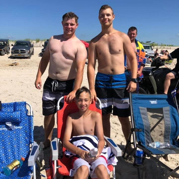 North Patchogue, NY, firefighters Steven Welsh (left) and Justin Owen rescued a boy who sucked under by a rip current Sunday at the outer beach of Smith Point County Park.