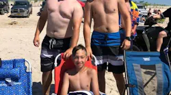 North Patchogue, NY, firefighters Steven Welsh (left) and Justin Owen rescued a boy who sucked under by a rip current Sunday at the outer beach of Smith Point County Park.
