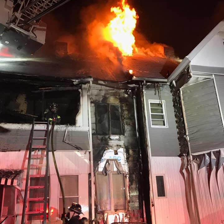 Two Springfield, MA, firefighters were injured battling a two-alarm residential blaze late Saturday.