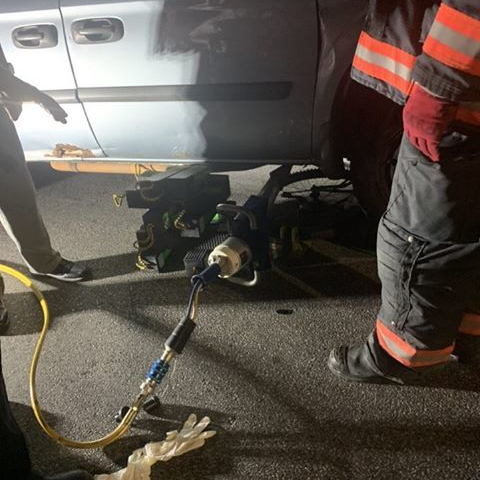 Yonkers, NY, firefighters rescued a 10-year-old girl who was pinned under a minivan that had struck her Tuesday.