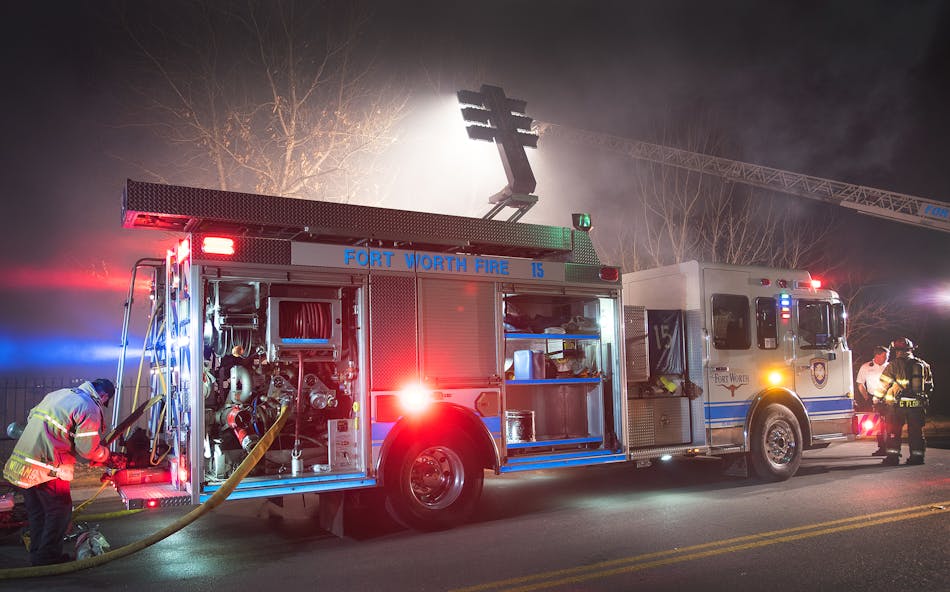 Emergency Lighting On Scene Firehouse