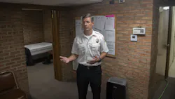 Brimfield Township, OH, Fire Chief Craig Mullaly explains why an update is needed while standing in the firefighter living quarters of the current station.