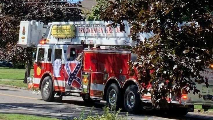 The Brookhaven, NY, Fire Department is investigating 'a sole firefighter' who allegedly displayed a Confederate flag on the side of a fire apparatus.