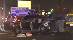 An ambulance carrying a patient was part of a fatal crash involving several vehicles Saturday.