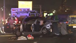 An ambulance carrying a patient was part of a fatal crash involving several vehicles Saturday. An ambulance carrying a patient was part of a fatal crash involving several vehicles Saturday.