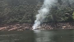 Six people were injured when a boat engine exploded and caught fire in Horsetooth Reservoir in Larimer County, CO, on Saturday morning. Six people were injured when a boat engine exploded and caught fire in Horsetooth Reservoir in Larimer County, CO, on Saturday morning.