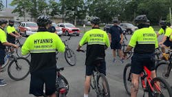 The Hyannis, MA, Fire Department has created a bicycle patrol to deal with changes in downtown traffic patterns caused by COVID-19 this summer.