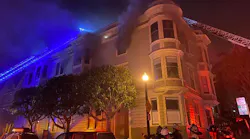 A San Francisco firefighter was injured during a two-alarm apartment building blaze in the city's Hayes Valley neighborhood early Sunday.