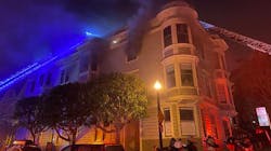 A San Francisco firefighter was injured during a two-alarm apartment building blaze in the city's Hayes Valley neighborhood early Sunday. A San Francisco firefighter was injured during a two-alarm apartment building blaze in the city's Hayes Valley neighborhood early Sunday.