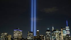 The 'Tribute in Light' rises skyward on the 18th anniversary of the 9/11 terrorist attacks in New York City. The 'Tribute in Light' rises skyward on the 18th anniversary of the 9/11 terrorist attacks in New York City.