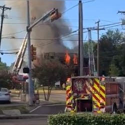Dallas firefighters battled a three-alarm blaze that broke out at a vacant commercial building on the city's soutthwest side Sunday. Dallas firefighters battled a three-alarm blaze that broke out at a vacant commercial building on the city's soutthwest side Sunday.