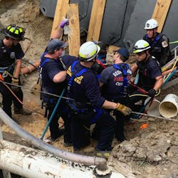 Midway, SC, Fire Rescue crews rescued a person who was buried shoulder-deep in a ditch in the Pawleys Island area Thursday. Midway, SC, Fire Rescue crews rescued a person who was buried shoulder-deep in a ditch in the Pawleys Island area Thursday.