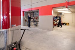 Physical training equipment is included in the realm of FF&E (fixtures, furniture and equipment) costs that must be incorporated into the construction budget. This can include a maze, smoke generators, and a training system that would require hose racks and piping for a tower (pictured). Physical training equipment is included in the realm of FF&E (fixtures, furniture and equipment) costs that must be incorporated into the construction budget. This can include a maze, smoke generators, and a training system that would require hose racks and piping for a tower (pictured).