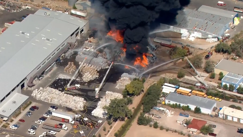 Crews from AlAlbuquerque, NM, Fire Rescue and the Bernalillo County Fire Department tackled a massive blaze that erupted at a recycling yard Tuesday.