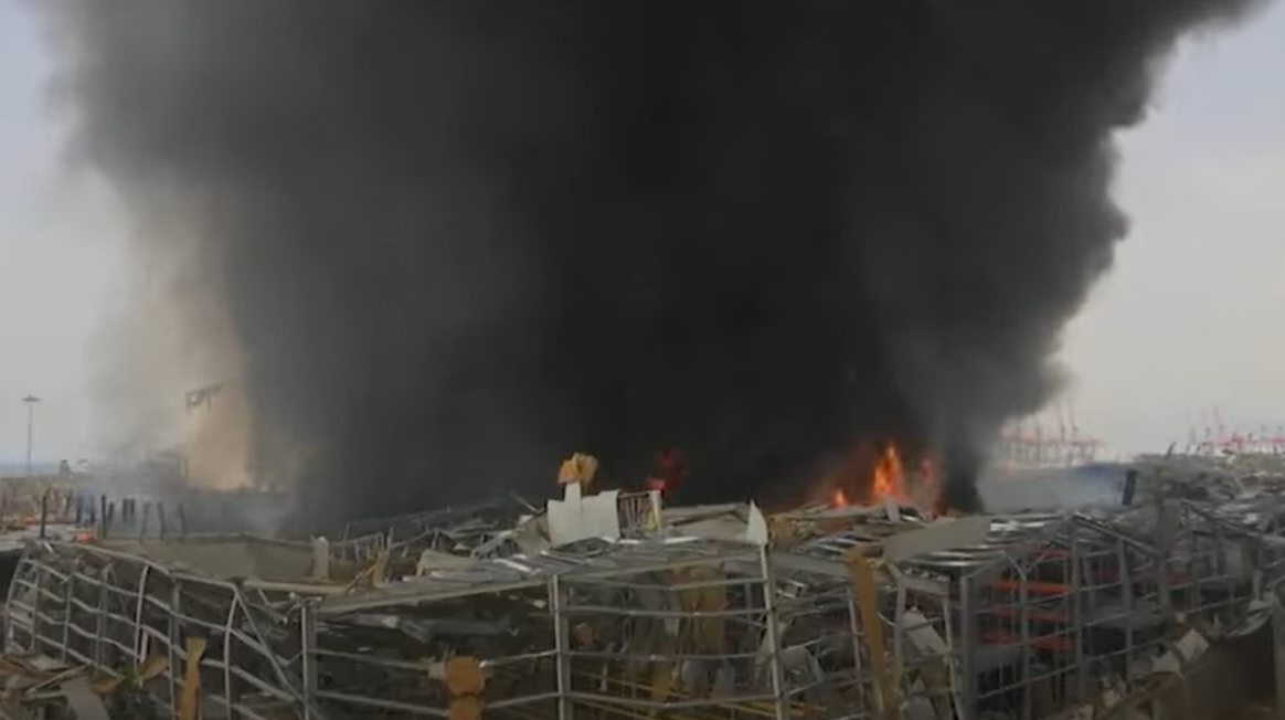 A massive fire erupted at a warehouse at Beirut's port Thursday a month after a devastating explosion.