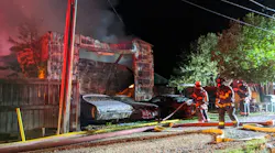 A Berthoud, CO, firefighter suffered minor injuries during a structure blaze early Monday.