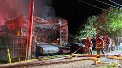 A Berthoud, CO, firefighter suffered minor injuries during a structure blaze early Monday. A Berthoud, CO, firefighter suffered minor injuries during a structure blaze early Monday.