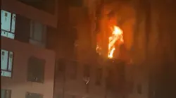 An FDNY firefighter was among two people injured during a blaze that broke out at a six-story apartment building in Brooklyn early Wednesday.