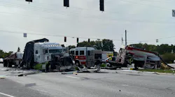 A semitrailer collided with a Chesterton, IN, fire apparatus Wednsday.