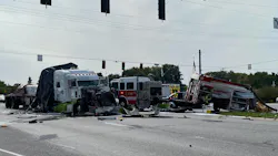 A semitrailer collided with a Chesterton, IN, fire apparatus Wednsday.