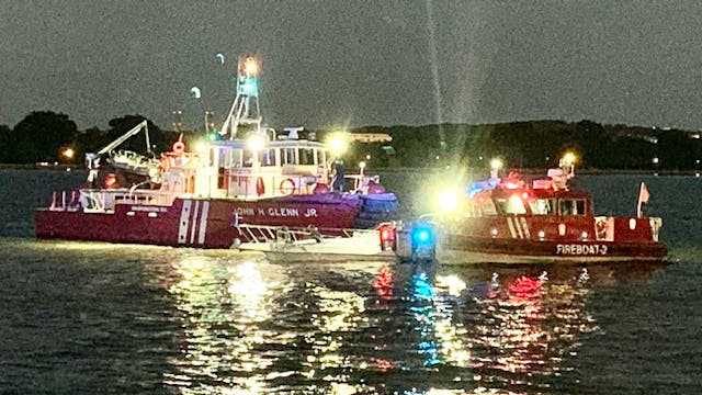 D.C. firefighters rescued 11 people aboard a burning boat that partially sank in the Potomac River on Sunday.