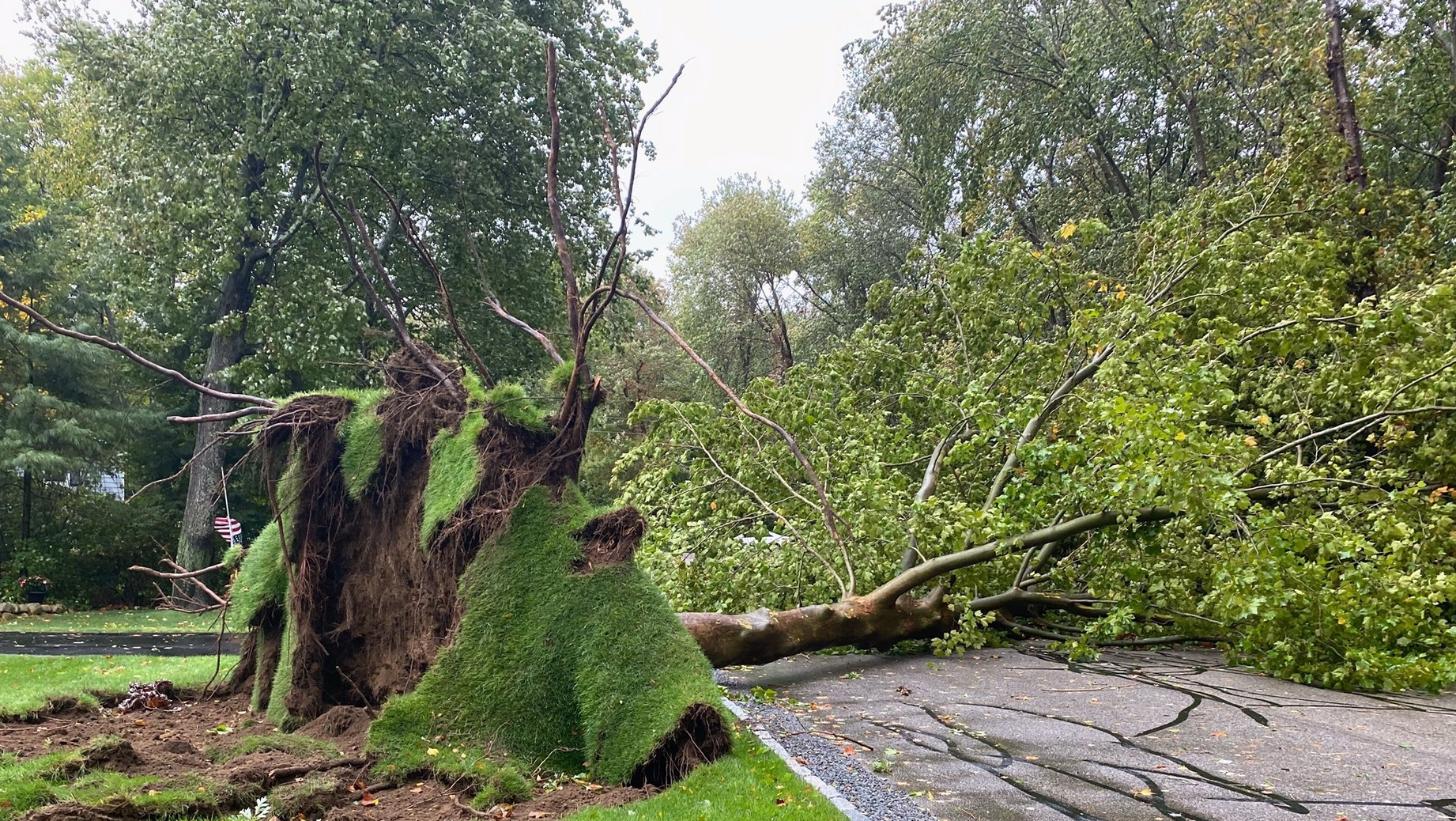 Hanover, MA, firefighters responded to multiple calls during a storm that swept through the state late Tuesday bringing intense rainfall and strong winds.