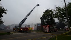 A Jackson, MI, firefighter suffered first- and second-degree burns on his upper arm during a large commercial blaze Wednesday. A Jackson, MI, firefighter suffered first- and second-degree burns on his upper arm during a large commercial blaze Wednesday.