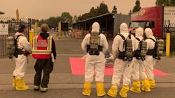An Oakland, CA, Fire Department hazardous materials team responded to a possible radiation leak in East Oakland on Wednesday that turned out to be a false alarm. An Oakland, CA, Fire Department hazardous materials team responded to a possible radiation leak in East Oakland on Wednesday that turned out to be a false alarm.