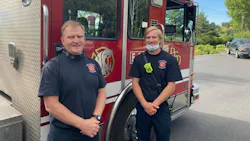 Pullman, ID, Fire Lt. Brian Parrish (left) and his 22-year-old son, Chris, who recently joined the department.