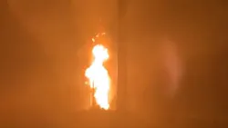 Nearly 40 firefighters from multiple departments battled brush fires in Sanford, FL, early Wednesday ignited by a gas line rupture.