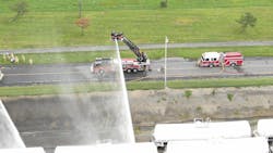 Selkirk, NY, firefighters doused a railroad tanker to keep it cool following a chemical gas leak Tuesday. Selkirk, NY, firefighters doused a railroad tanker to keep it cool following a chemical gas leak Tuesday.