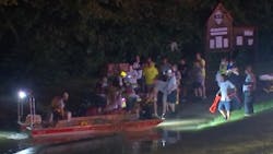 Smithfield, FL, firefighters continue searching for two children who were in a car that was swept away by floodwaters early Tuesday. Smithfield, FL, firefighters continue searching for two children who were in a car that was swept away by floodwaters early Tuesday.