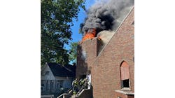 Crews made an interior attack before being pulled outside of the vacant church. Crews made an interior attack before being pulled outside of the vacant church.
