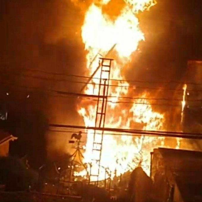 An off-duty FDNY firefighter was able to save his family and neighbors from a five-alarm blaze late Saturday, but he lost his home.