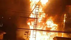 An off-duty FDNY firefighter was able to save his family and neighbors from a five-alarm blaze late Saturday, but he lost his home.