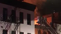 Three FDNY firefighters suffered minor injuries battling a three-alarm blaze in Manhattan's Chinatown section early Thursday.