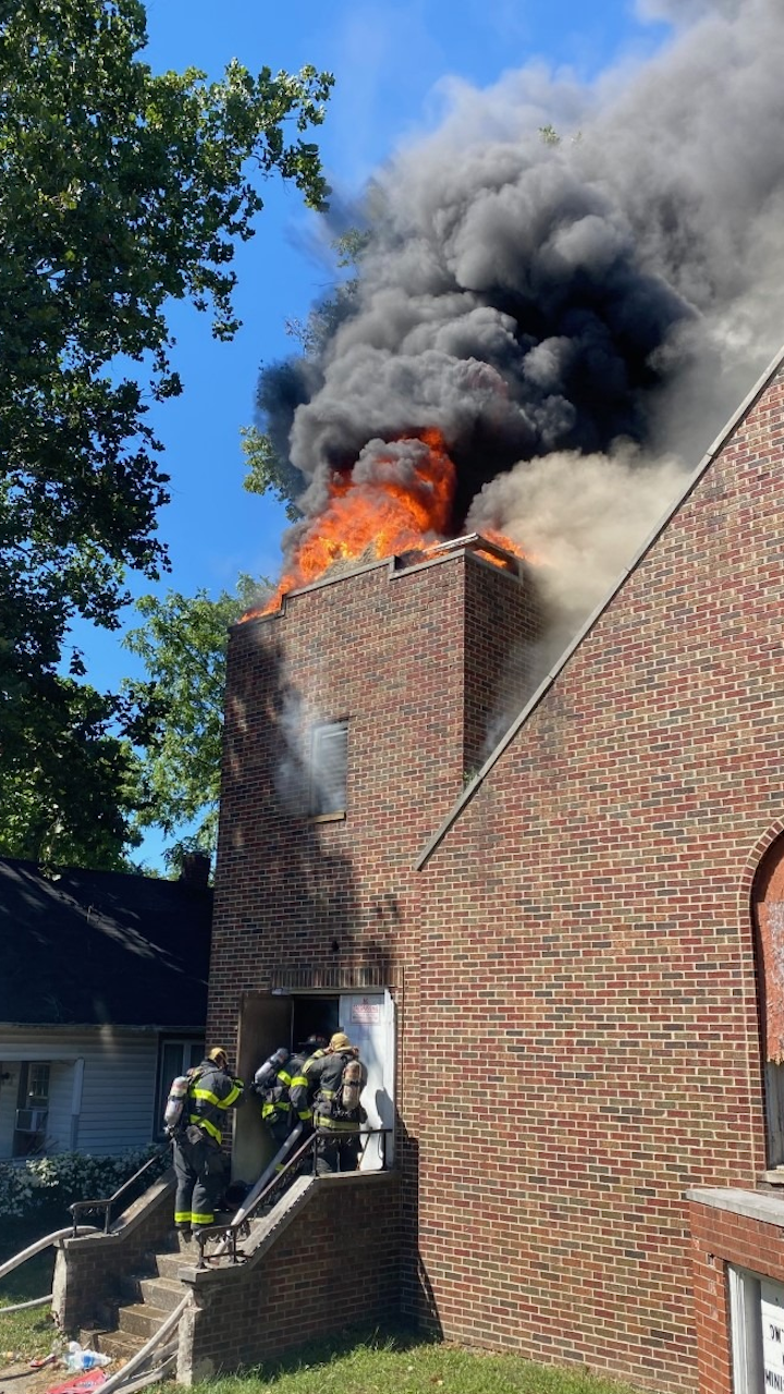 Crews made an interior attack before being pulled outside of the vacant church.