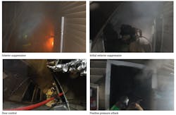 Figure 6. Stairwell conditions following entry to the fire apartment for several different tactical options during the multi-family dwelling experiments. Figure 6. Stairwell conditions following entry to the fire apartment for several different tactical options during the multi-family dwelling experiments.