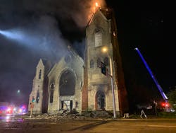 A fire at the former Rockford Masonic Cathedral prompted the demolition of the 19th century structure. A fire at the former Rockford Masonic Cathedral prompted the demolition of the 19th century structure.